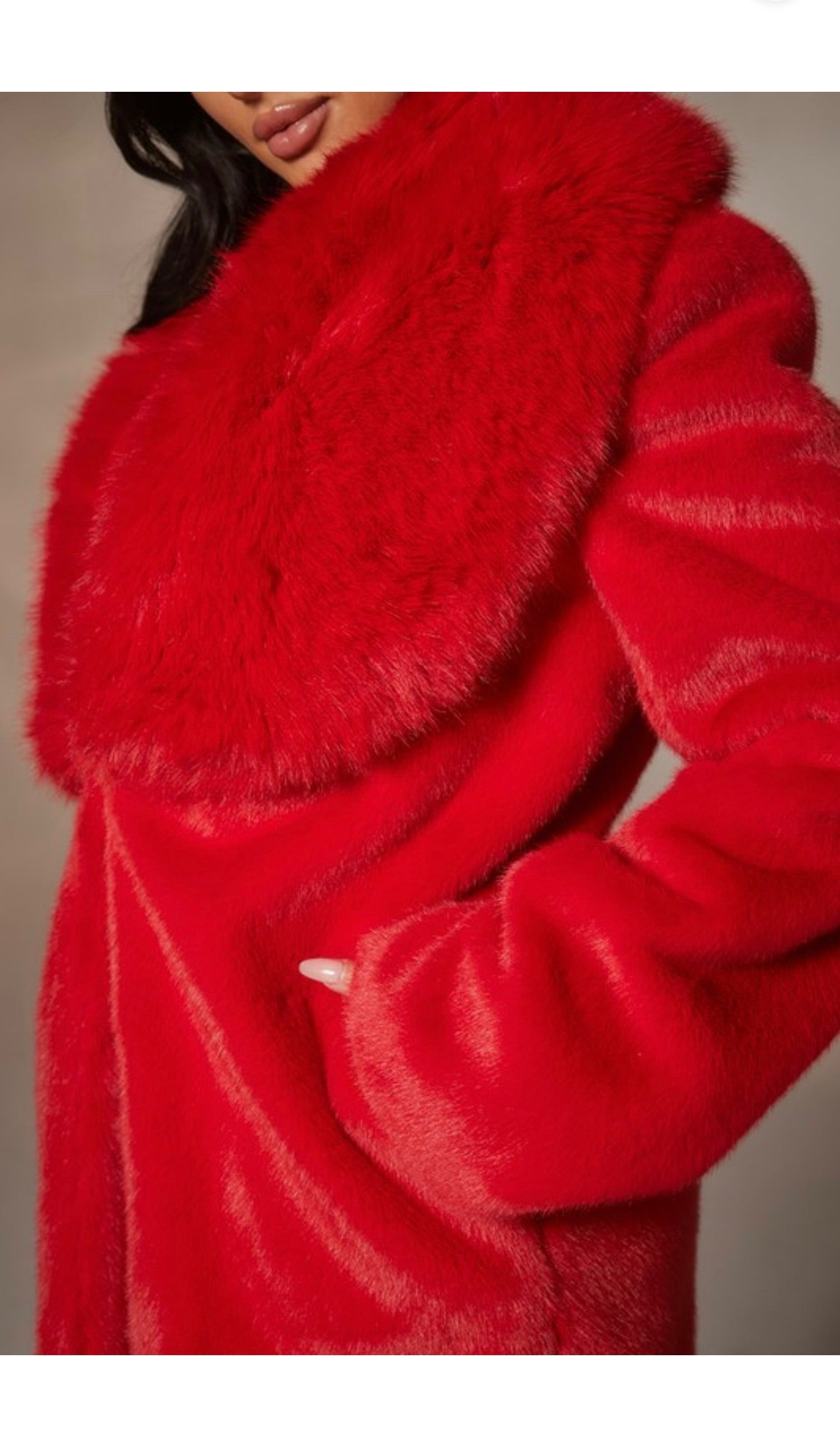 Red Stay Pressed Fur Coat